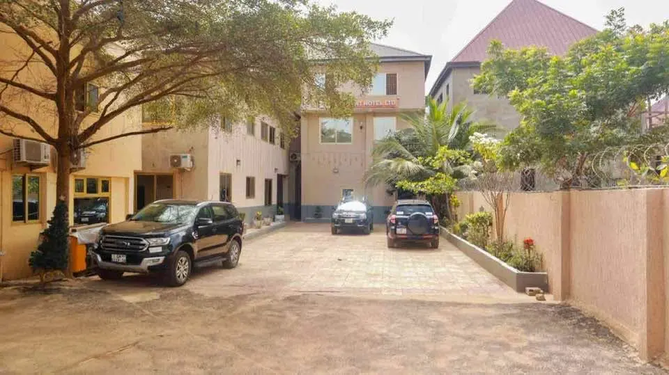 Hotel courtyard and parking